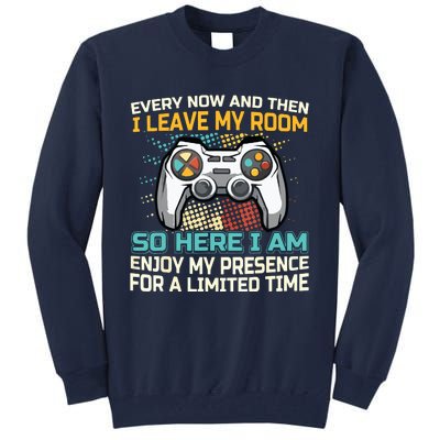 Every Now And Then I Leave My Room Funny Gaming Gamer Gift Tall Sweatshirt