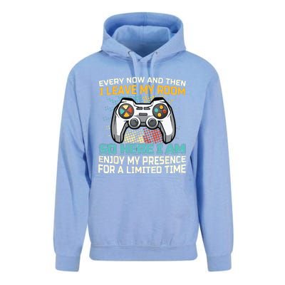 Every Now And Then I Leave My Room Funny Gaming Gamer Gift Unisex Surf Hoodie