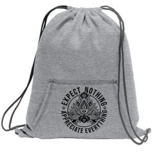 Expect Nothing Appreciate Everything Spiritual Lotus Yoga Sweatshirt Cinch Pack Bag