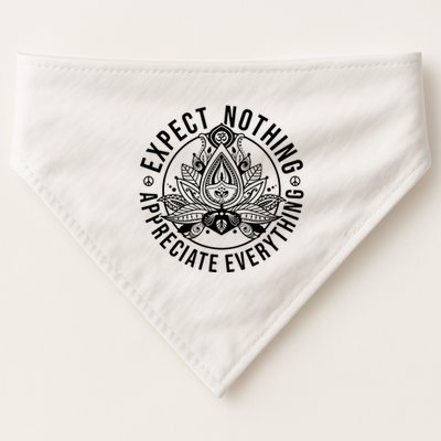 Expect Nothing Appreciate Everything Spiritual Lotus Yoga USA-Made Doggie Bandana
