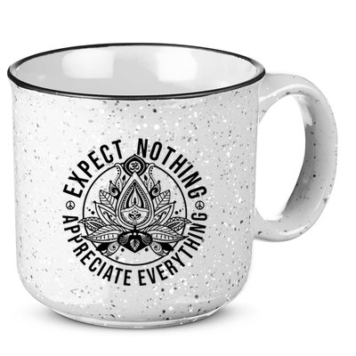 Expect Nothing Appreciate Everything Spiritual Lotus Yoga 15oz Campfire Ceramic Mug