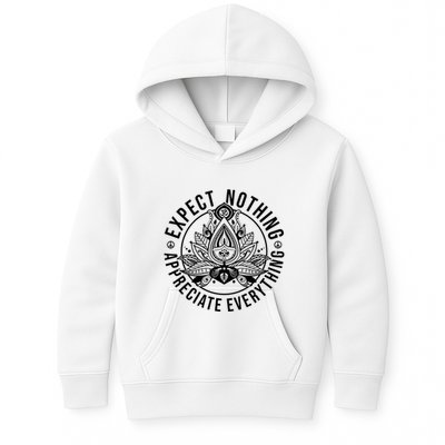 Expect Nothing Appreciate Everything Spiritual Lotus Yoga Kids Hoodie