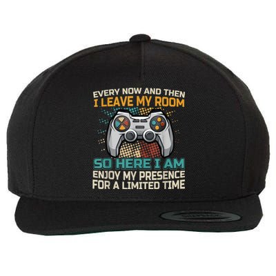 Every Now And Then I Leave My Room Funny Gaming Gamer Gift Wool Snapback Cap