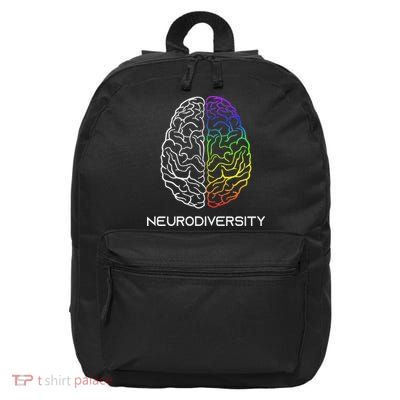 Embrace Neurodiversity Autism Adhd Asd Rainbow Brain 16 in Basic Backpack