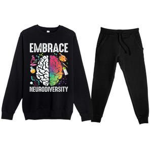 Embrace Neurodiversity Autism Awareness ASD  Wo kid Premium Crewneck Sweatsuit Set