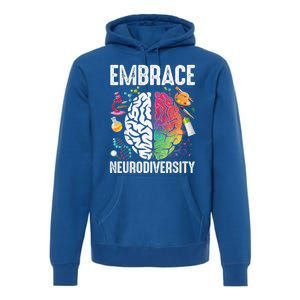 Embrace Neurodiversity Autism Awareness ASD  Wo kid Premium Hoodie