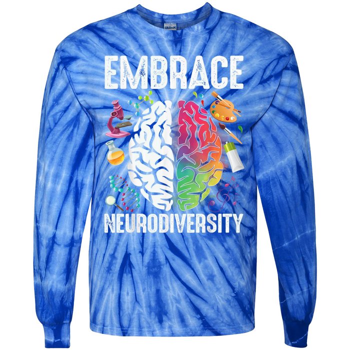 Embrace Neurodiversity Autism Awareness ASD  Wo kid Tie-Dye Long Sleeve Shirt