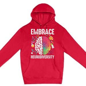 Embrace Neurodiversity Autism Awareness ASD  Wo kid Premium Pullover Hoodie