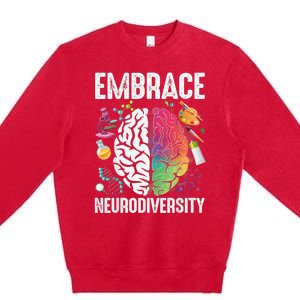 Embrace Neurodiversity Autism Awareness ASD  Wo kid Premium Crewneck Sweatshirt