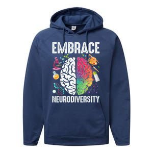 Embrace Neurodiversity Autism Awareness ASD  Wo kid Performance Fleece Hoodie