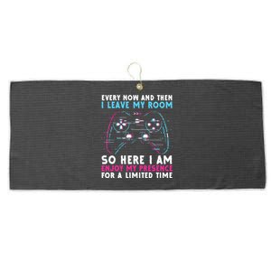 Every Now And Then I Leave My Room Funny Gaming Large Microfiber Waffle Golf Towel