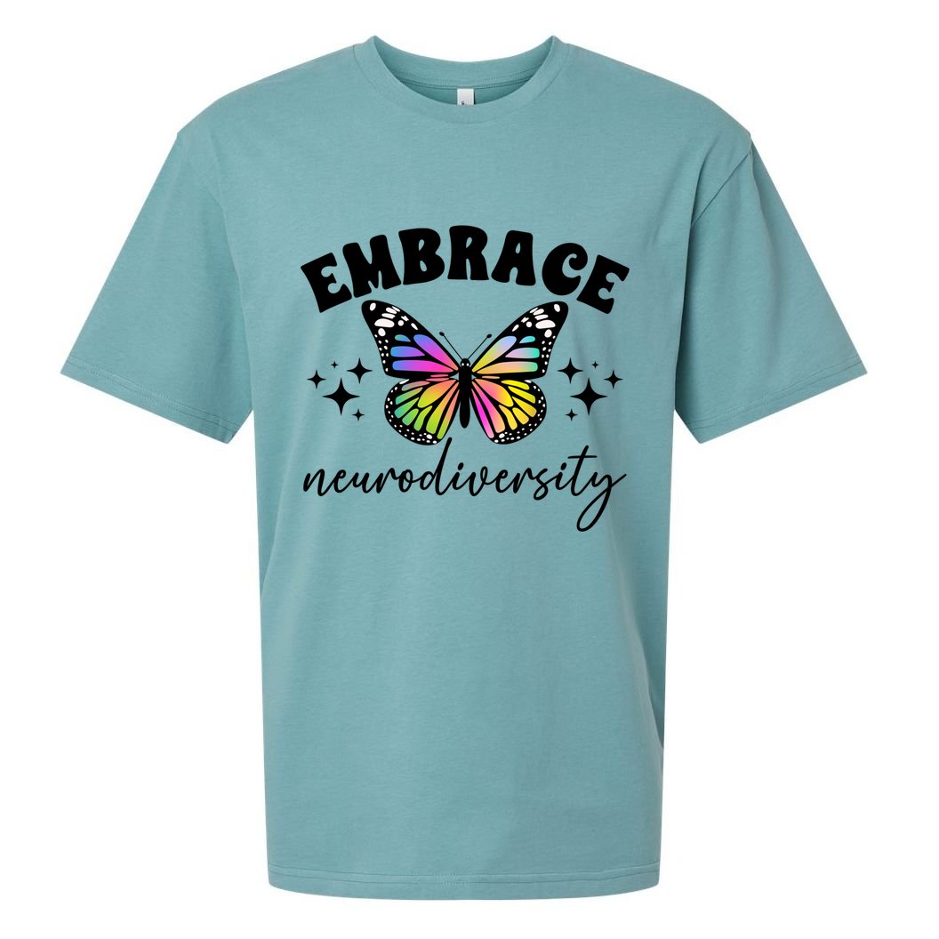 Embrace Neurodiversity Autism Neurodivergent Gift Sueded Cloud Jersey T-Shirt