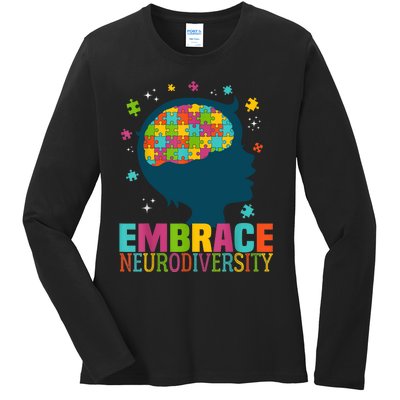 Embrace Neurodiversity Autism Awareness ASD Neurodiversity Ladies Long Sleeve Shirt