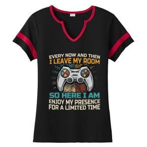 Every Now And Then I Leave My Room Funny Gaming Gamer Gift Ladies Halftime Notch Neck Tee