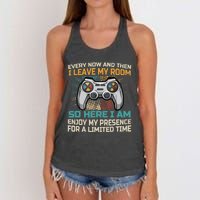 Every Now And Then I Leave My Room Funny Gaming Gamer Gift Women's Knotted Racerback Tank