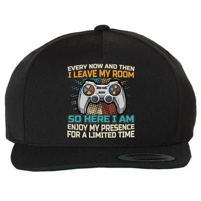 Every Now And Then I Leave My Room Funny Gaming Gamer Gift Wool Snapback Cap