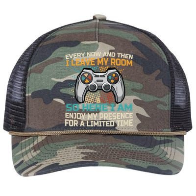 Every Now And Then I Leave My Room Funny Gaming Gamer Gift Retro Rope Trucker Hat Cap