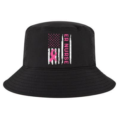 ER Nurse American Flag Nurse Breast Cancer Awareness Cool Comfort Performance Bucket Hat