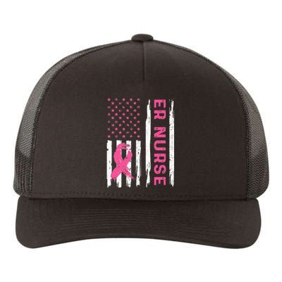 ER Nurse American Flag Nurse Breast Cancer Awareness Yupoong Adult 5-Panel Trucker Hat