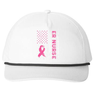 ER Nurse American Flag Nurse Breast Cancer Awareness Snapback Five-Panel Rope Hat