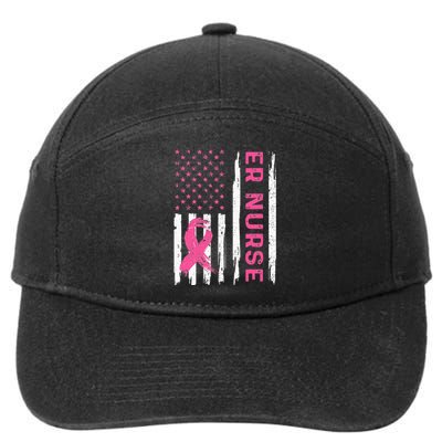 ER Nurse American Flag Nurse Breast Cancer Awareness 7-Panel Snapback Hat