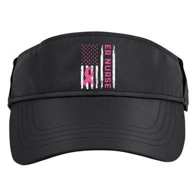 ER Nurse American Flag Nurse Breast Cancer Awareness Adult Drive Performance Visor