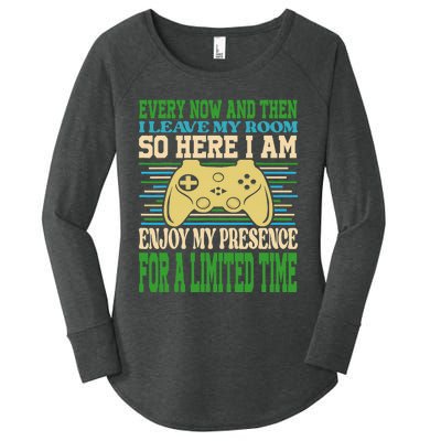 Every Now And Then I Leave My Room Gaming Funny Gamers Women's Perfect Tri Tunic Long Sleeve Shirt