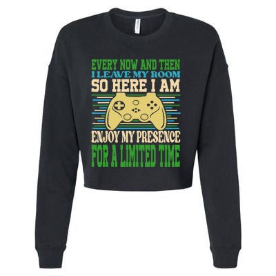 Every Now And Then I Leave My Room Gaming Funny Gamers Cropped Pullover Crew