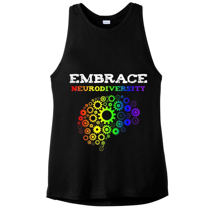 Embrace Neurodiversity Autism ADHD Rainbow Brain Screws Ladies PosiCharge Tri-Blend Wicking Tank
