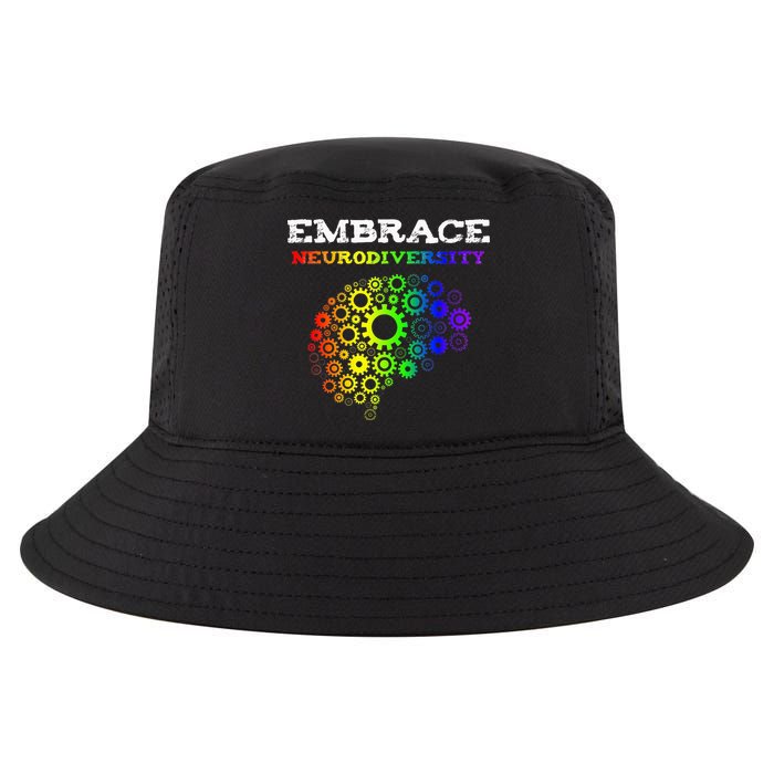 Embrace Neurodiversity Autism ADHD Rainbow Brain Screws Cool Comfort Performance Bucket Hat