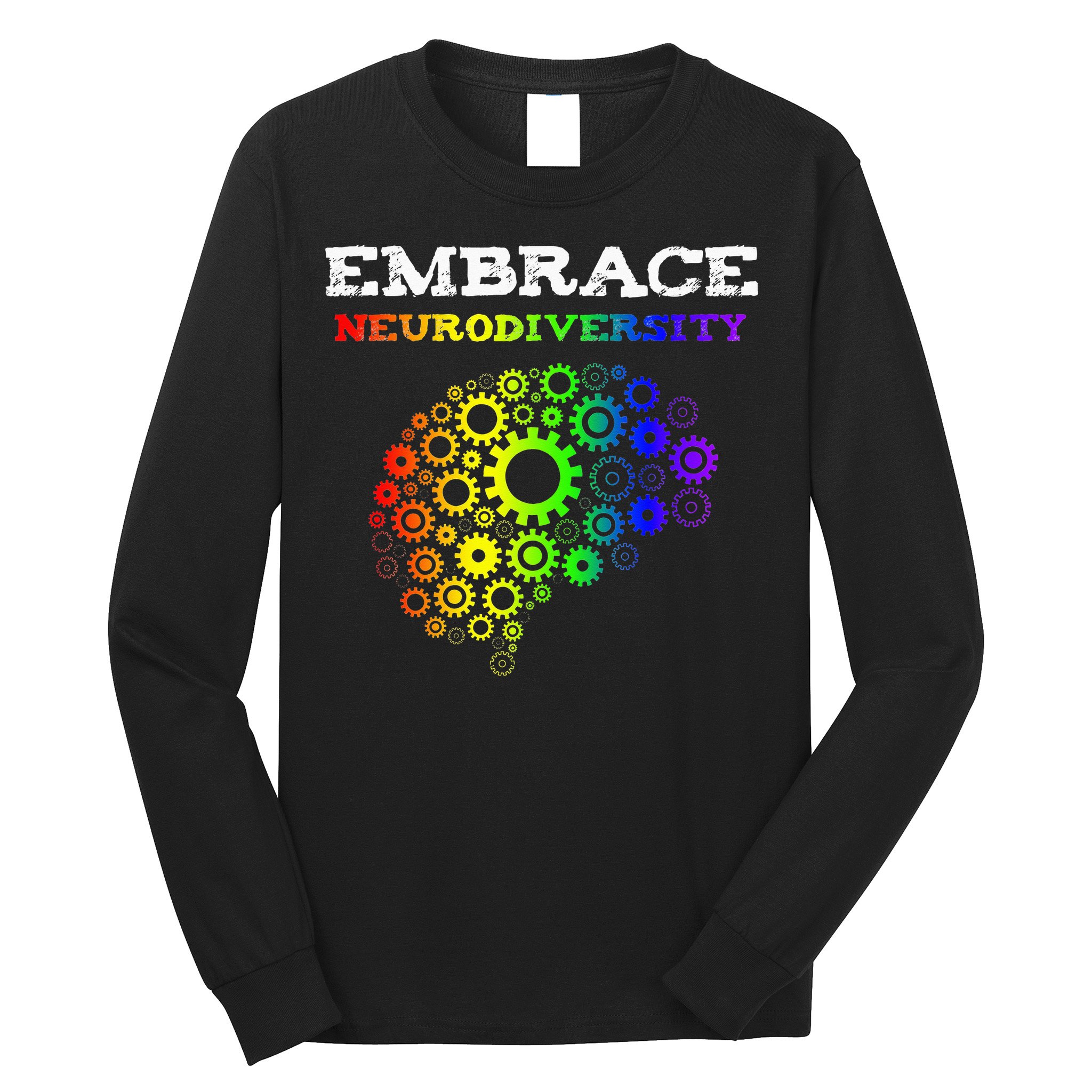 Embrace Neurodiversity Autism ADHD Rainbow Brain Screws Long Sleeve Shirt