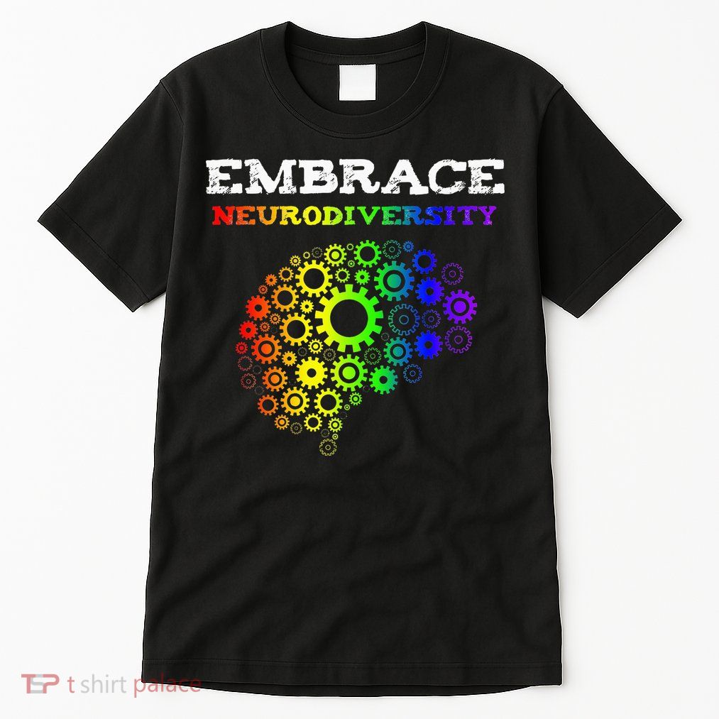 Embrace Neurodiversity Autism ADHD Rainbow Brain Screws Tall T-Shirt