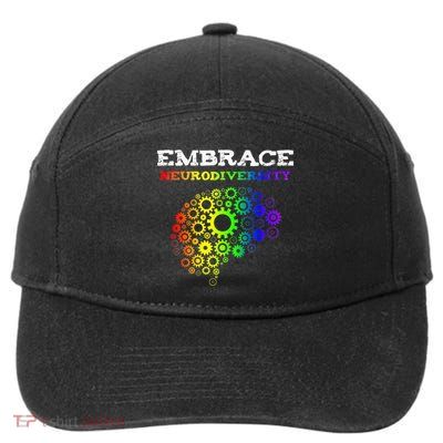 Embrace Neurodiversity Autism ADHD Rainbow Brain Screws 7-Panel Snapback Hat