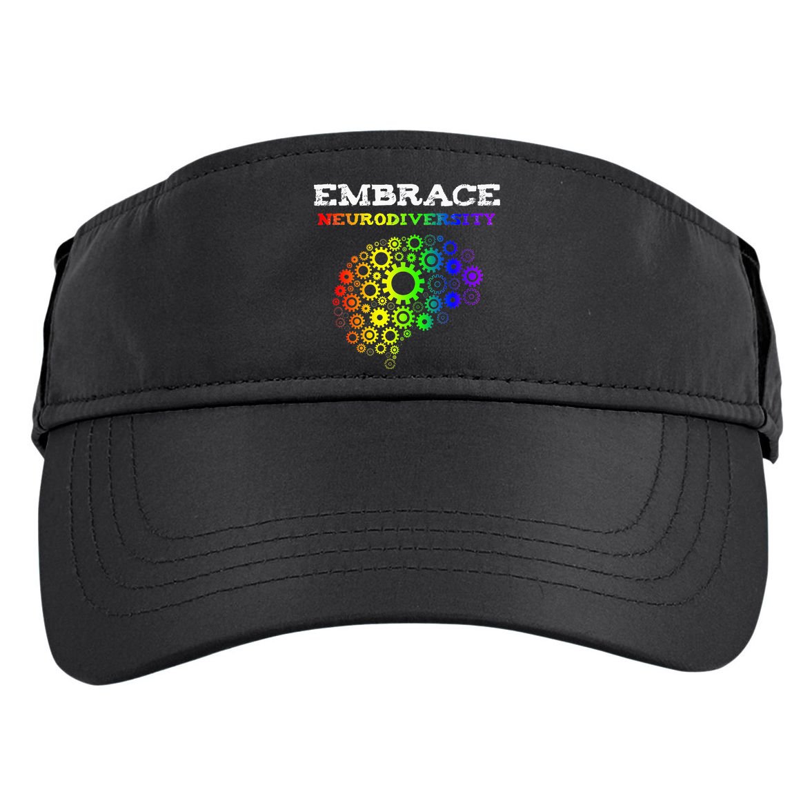 Embrace Neurodiversity Autism ADHD Rainbow Brain Screws Adult Drive Performance Visor