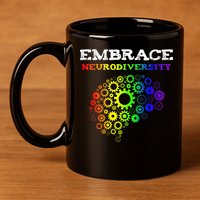 Embrace Neurodiversity Autism ADHD Rainbow Brain Screws 11oz C Handle Ceramic Mug