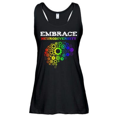 Embrace Neurodiversity Autism ADHD Rainbow Brain Screws Ladies Essential Flowy Tank