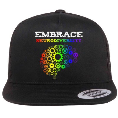Embrace Neurodiversity Autism ADHD Rainbow Brain Screws Flatbill Hat