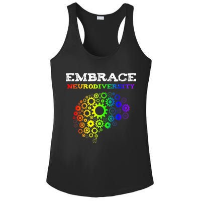 Embrace Neurodiversity Autism ADHD Rainbow Brain Screws Ladies PosiCharge Competitor Racerback Tank