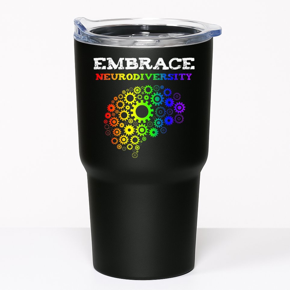 Embrace Neurodiversity Autism ADHD Rainbow Brain Screws Tumbler