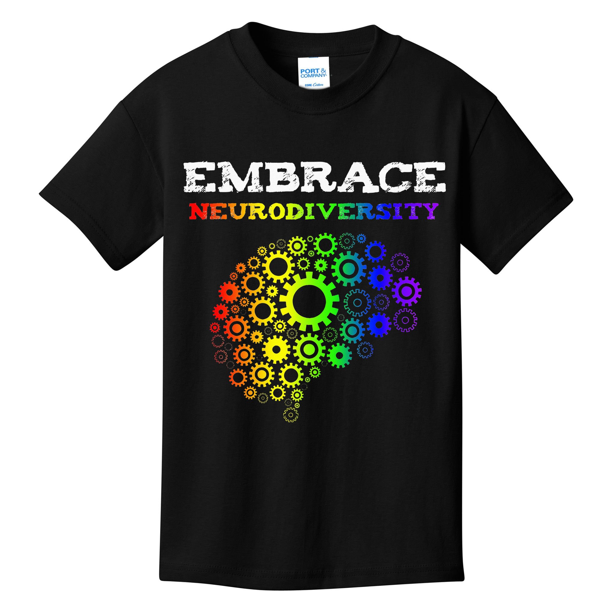 Embrace Neurodiversity Autism ADHD Rainbow Brain Screws Kids T-Shirt