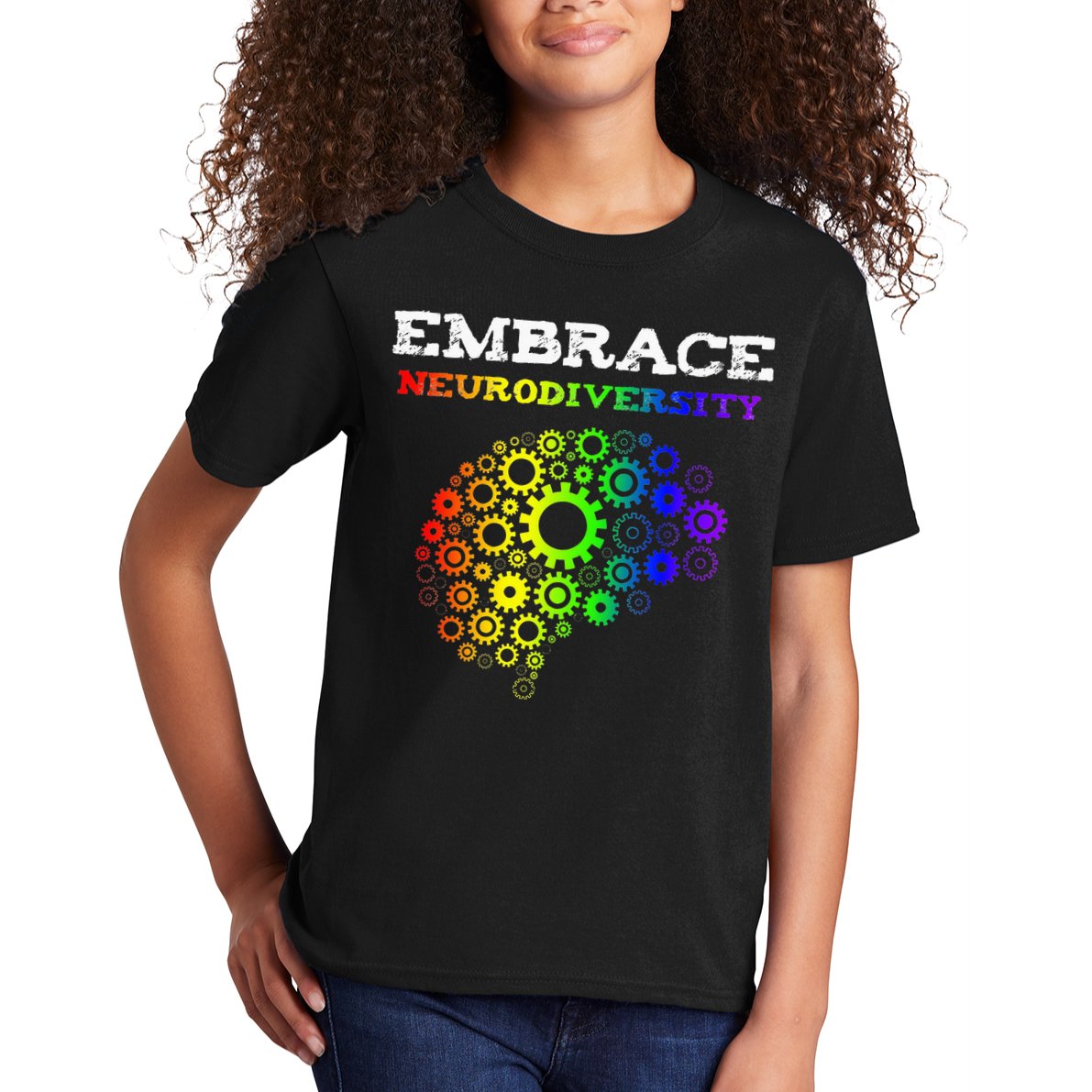 Embrace Neurodiversity Autism ADHD Rainbow Brain Screws Kids T-Shirt
