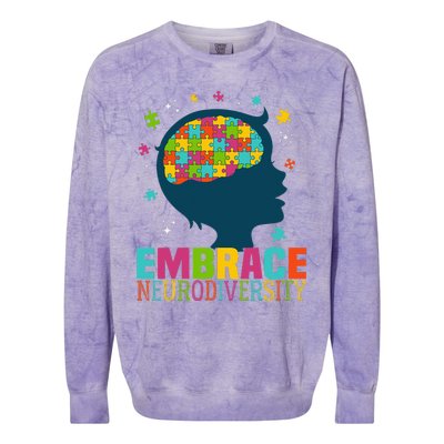 Embrace Neurodiversity Autism Awareness ASD Neurodiversity Colorblast Crewneck Sweatshirt