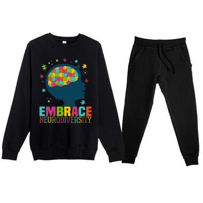 Embrace Neurodiversity Autism Awareness ASD Neurodiversity Premium Crewneck Sweatsuit Set