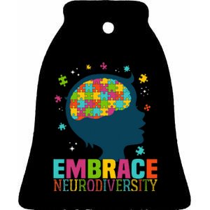 Embrace Neurodiversity Autism Awareness ASD Neurodiversity Ceramic Bell Ornament