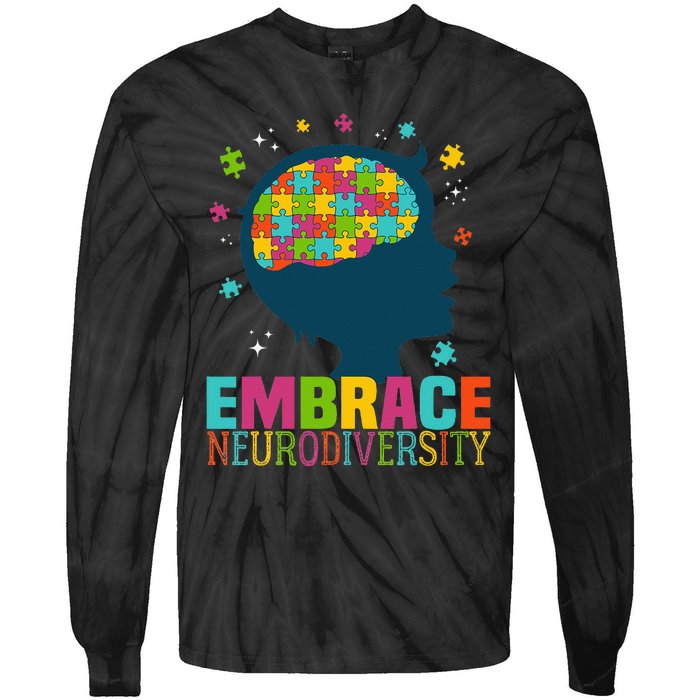 Embrace Neurodiversity Autism Awareness ASD Neurodiversity Tie-Dye Long Sleeve Shirt