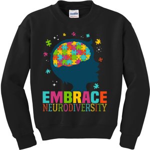 Embrace Neurodiversity Autism Awareness ASD Neurodiversity Kids Sweatshirt