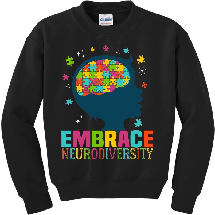 Embrace Neurodiversity Autism Awareness ASD Neurodiversity Kids Sweatshirt