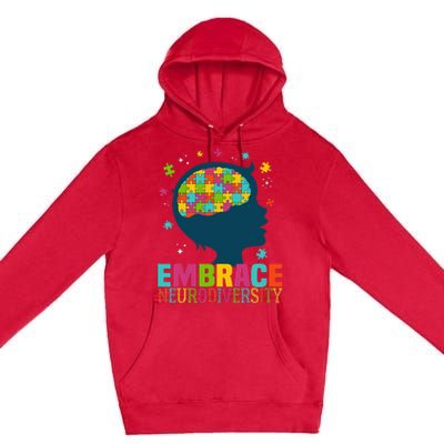 Embrace Neurodiversity Autism Awareness ASD Neurodiversity Premium Pullover Hoodie