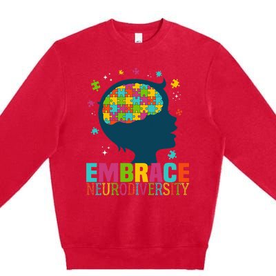 Embrace Neurodiversity Autism Awareness ASD Neurodiversity Premium Crewneck Sweatshirt