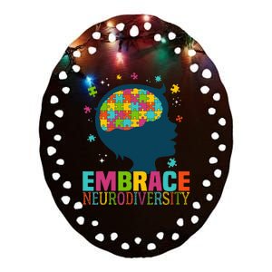 Embrace Neurodiversity Autism Awareness ASD Neurodiversity Ceramic Oval Ornament